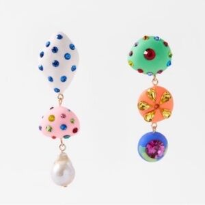 Zara Mismatched Colorful Jewel Earrings New with gift box 🎁